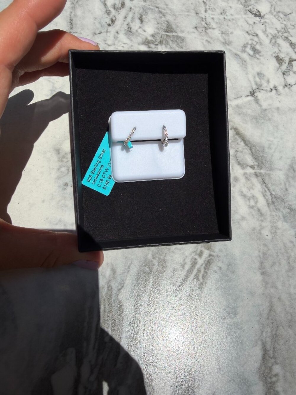Moissanite Huggie Hoop Earrings, 925 Silver, 0.16 CTW